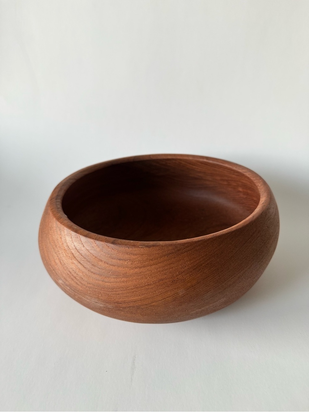 New Vintage Handcrafted MCM Wooden Bowl - Brown Home  Art Accent